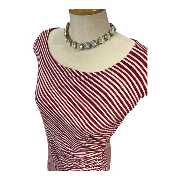 ANN TAYLOR LOFT Dress Size L Horizontal Stripes Red and White - Picture 4 of 10